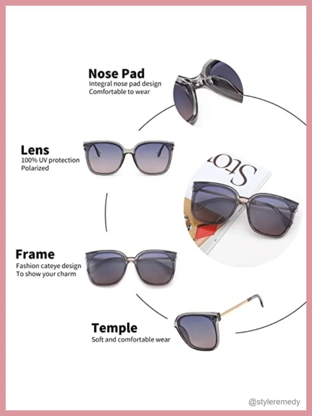 Oversized Retro Square Polarized Sunglasses Women UV400